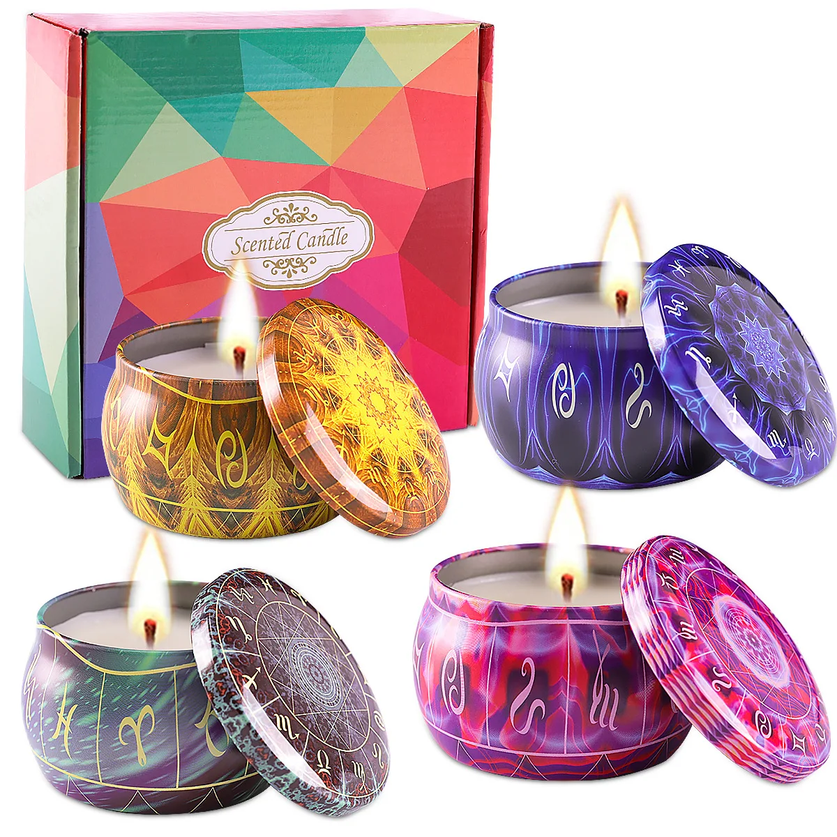 Wholesale Natural Organic Luxury Soy Wax Dried Flowers 4pcs Scented Candles Gift Set