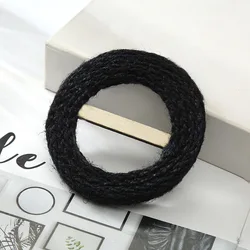 Creative dyeing colors rattan straw round buckle handmade wooden rattan woven square belt buckle