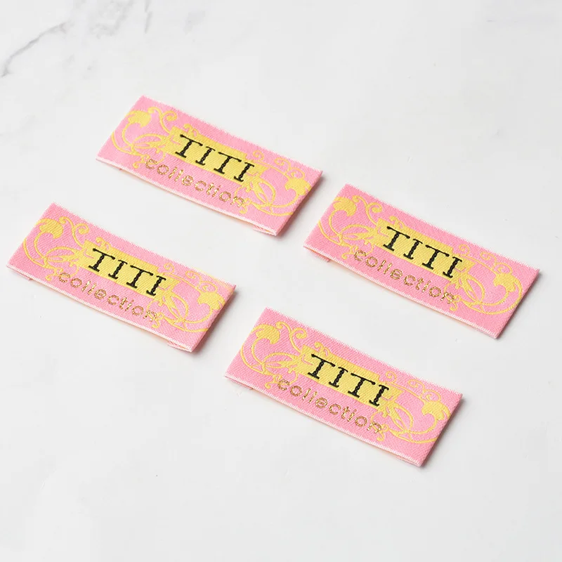 Custom printed brand logo clothes labels tags woven sewn in garment neck labels for clothing