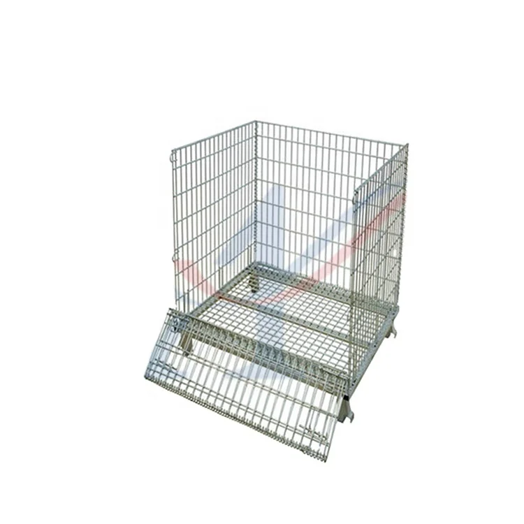industrial steel foldable wire mesh rolling pallets cage