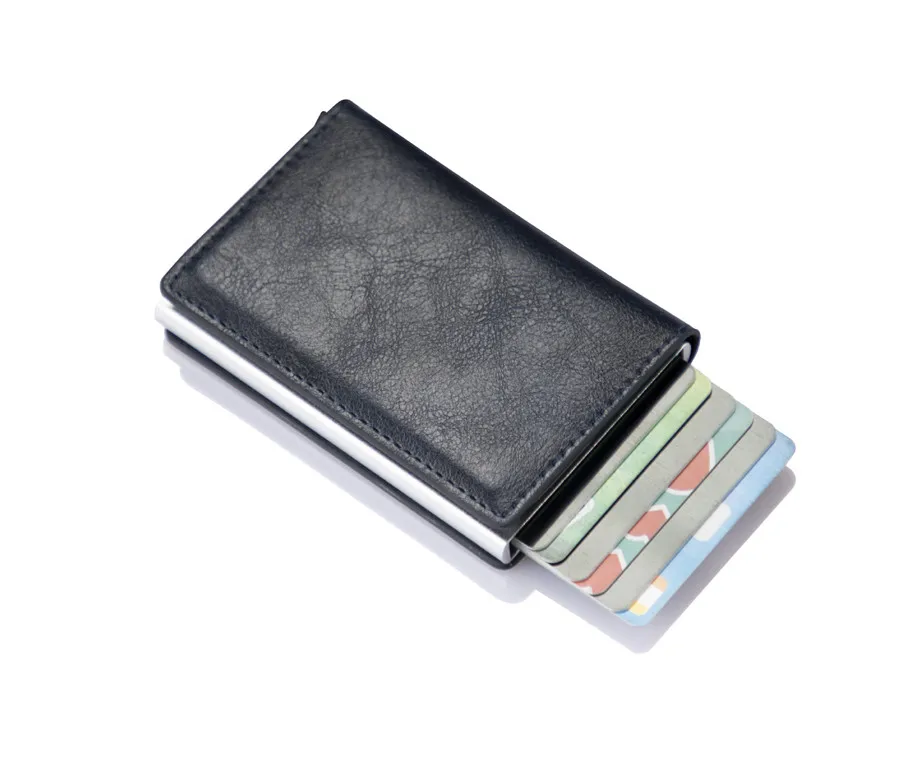 European Style PU Leather Wallet RFID Blocking Aluminum Credit Cards Holder For Promotion