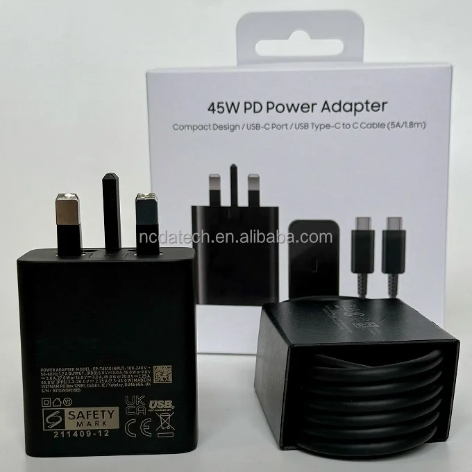 T4510 USB C power Adapter EU UK plug 2pins block 45w pd adaptor type c super fast charger for Samsung Galaxy S24 Ultra S23 S22