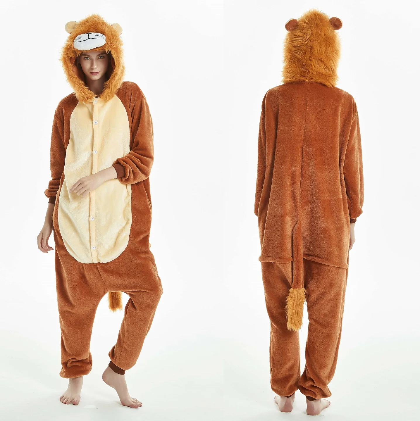 IN-STOCKED Retail Wholesale Animal Onesies  Christmas Pajamas Flannel Cartoon Costume Lion Adults Pajamas Manufacturers