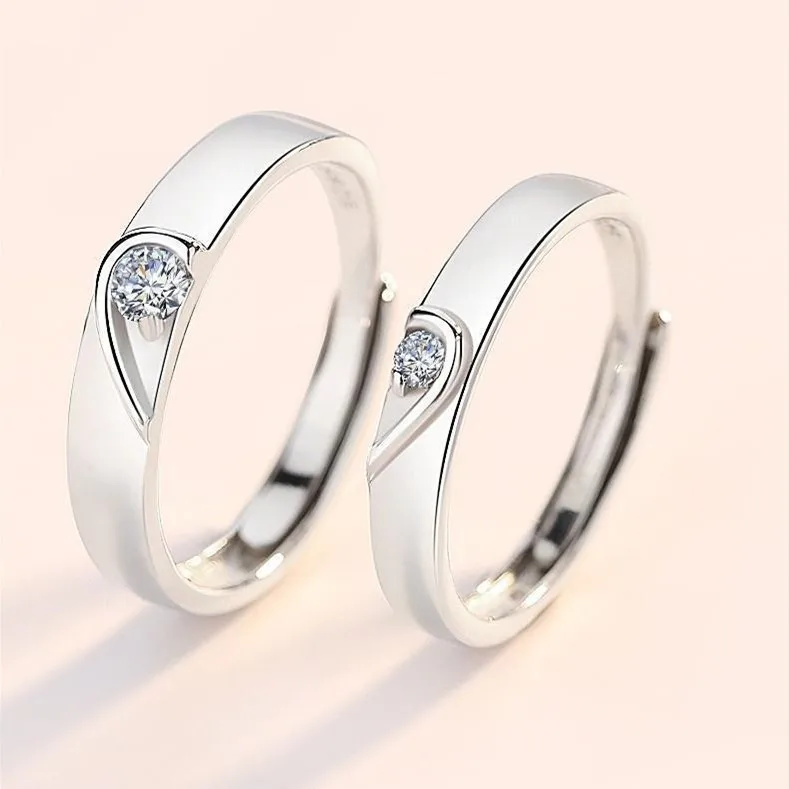 S925 sterling silver forever wedding ring knot concentric couple ring opening adjustable ring