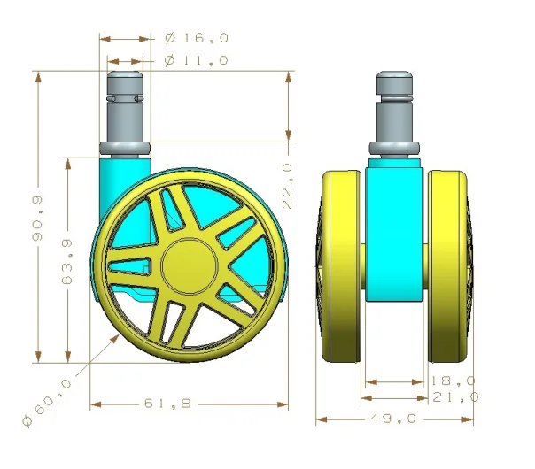 In 2024, Guangdong low-price hot-selling 2.5-inch black five-star wheels, PA material no brakes durable casters