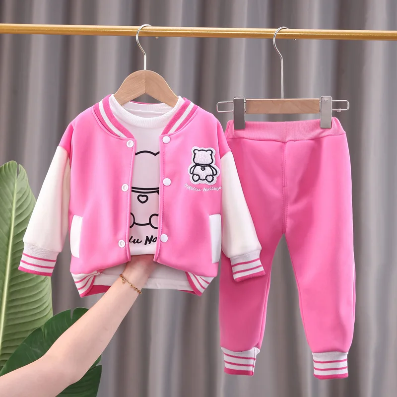 Hot selling 3 pieces sports set boys fashion fall clothes cartoon