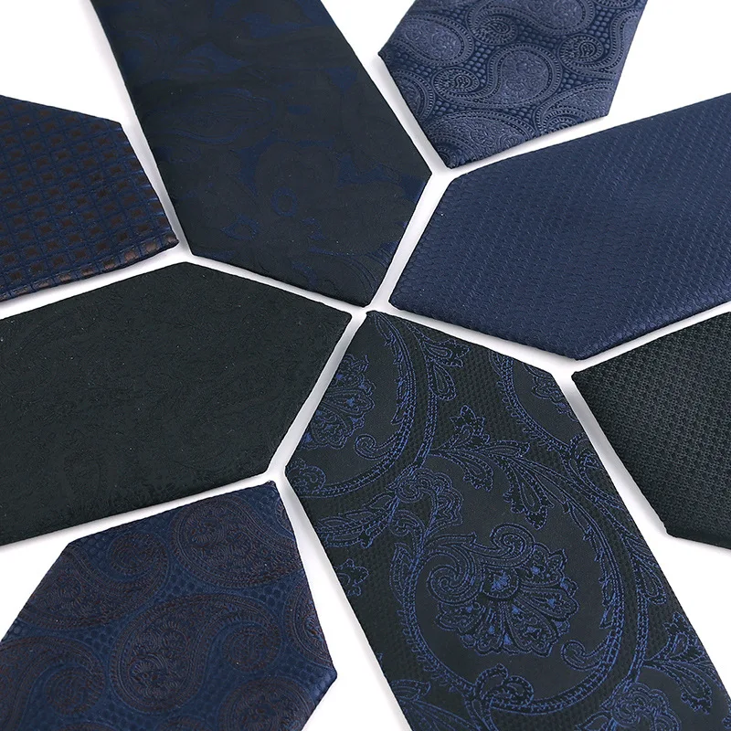 Hot selling black navy dark print Paisley woven polyester neck tie for men shirt accessories