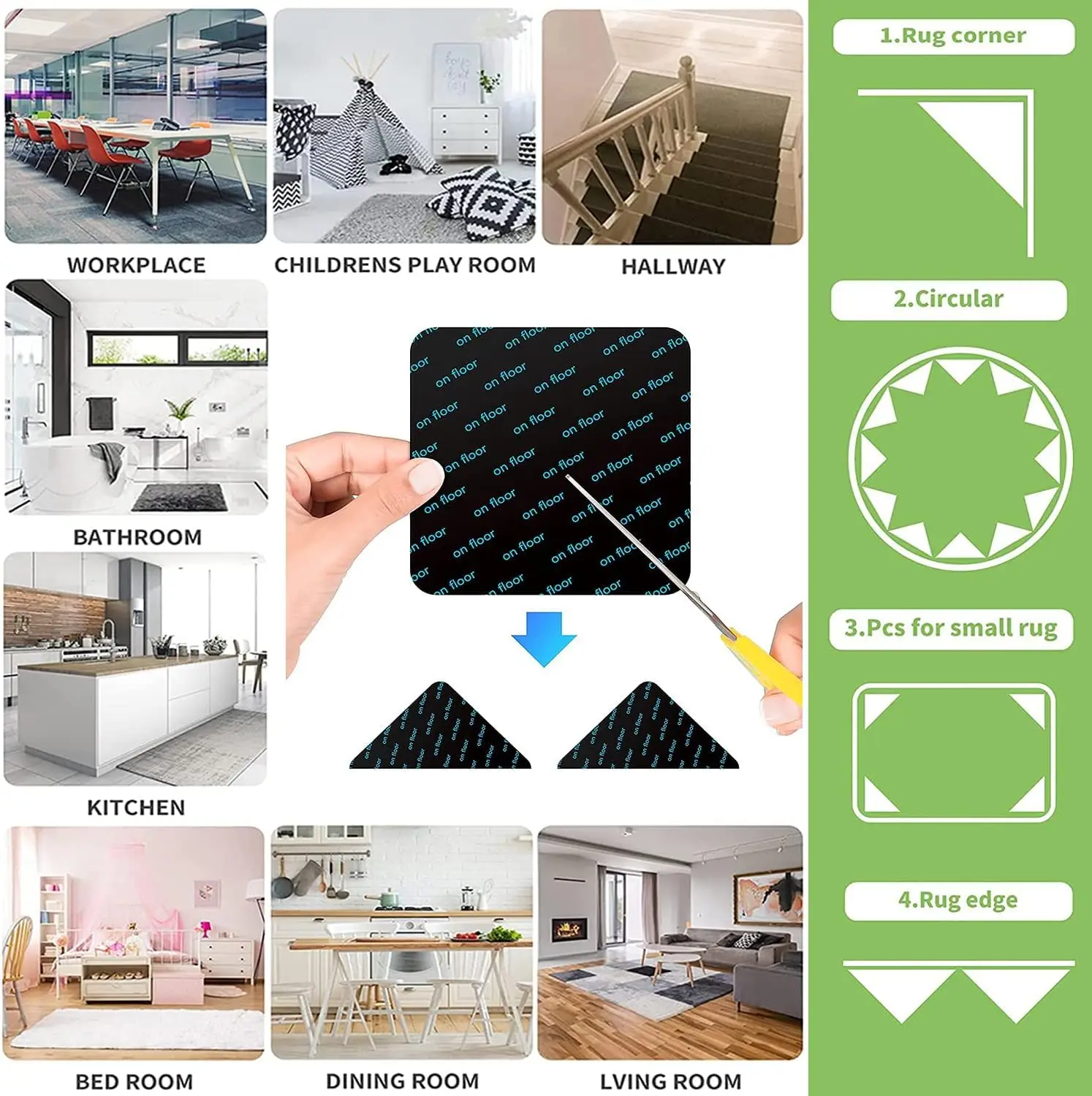 Reusable Washable Grippers for Rugs      Non Slip Rug Pads