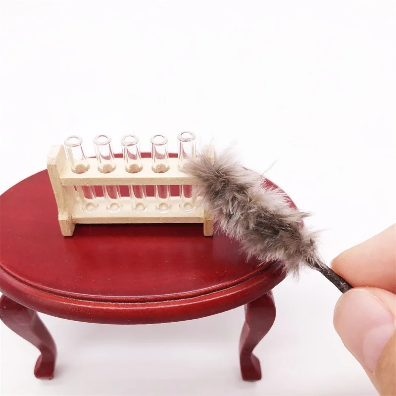 1:12 Mini Doll House Furniture Pocket Ornaments Feather Duster Play House Chicken Feather Brush Duster Broom