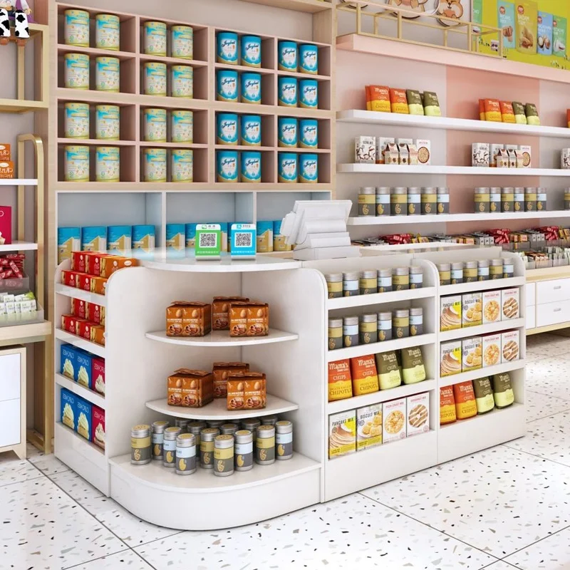 YSshelves Современный стильный Настольный шкаф, продуктовый кассир, деревянный кассовый шкаф, дизайн для удобного магазина