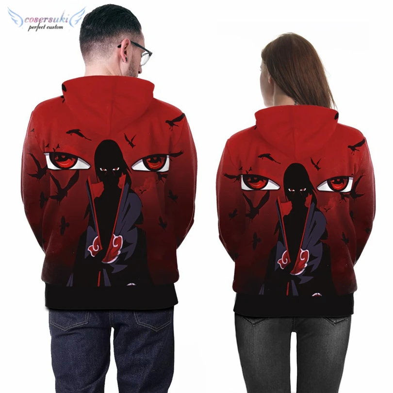 Толстовка Uchiha Itachi с капюшоном, толстовка с принтом для пары, мужские и женские толстовки с мультяшным принтом, стиль высокого качества