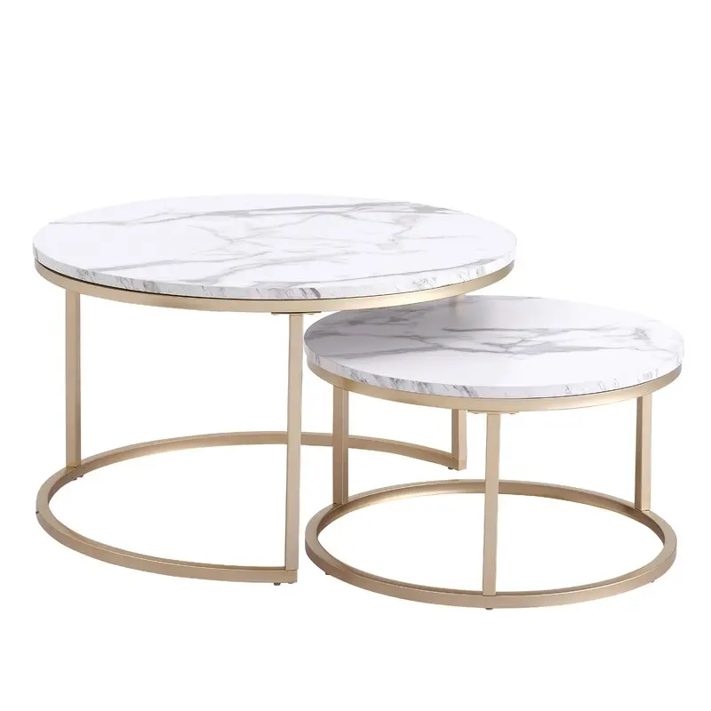 Высококачественный современный кофейный столик под мрамор и золото для гостиной