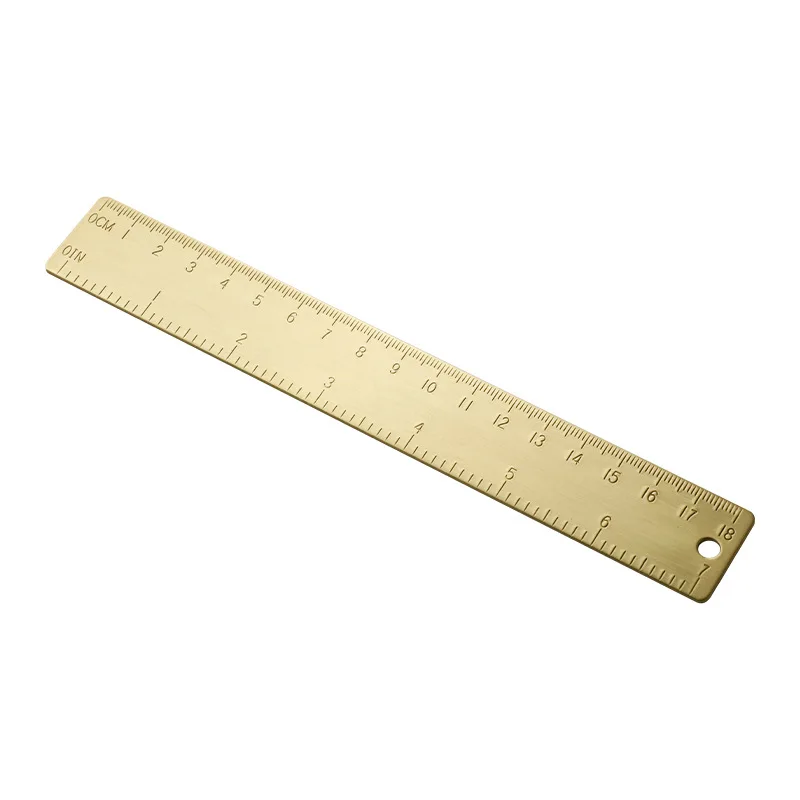 Solid Brass Straight Ruler 18cm / 7inches Scale Metal Handy Ruler Vintage Copper Bookmark Dual Scales Engraved Straight Ruler