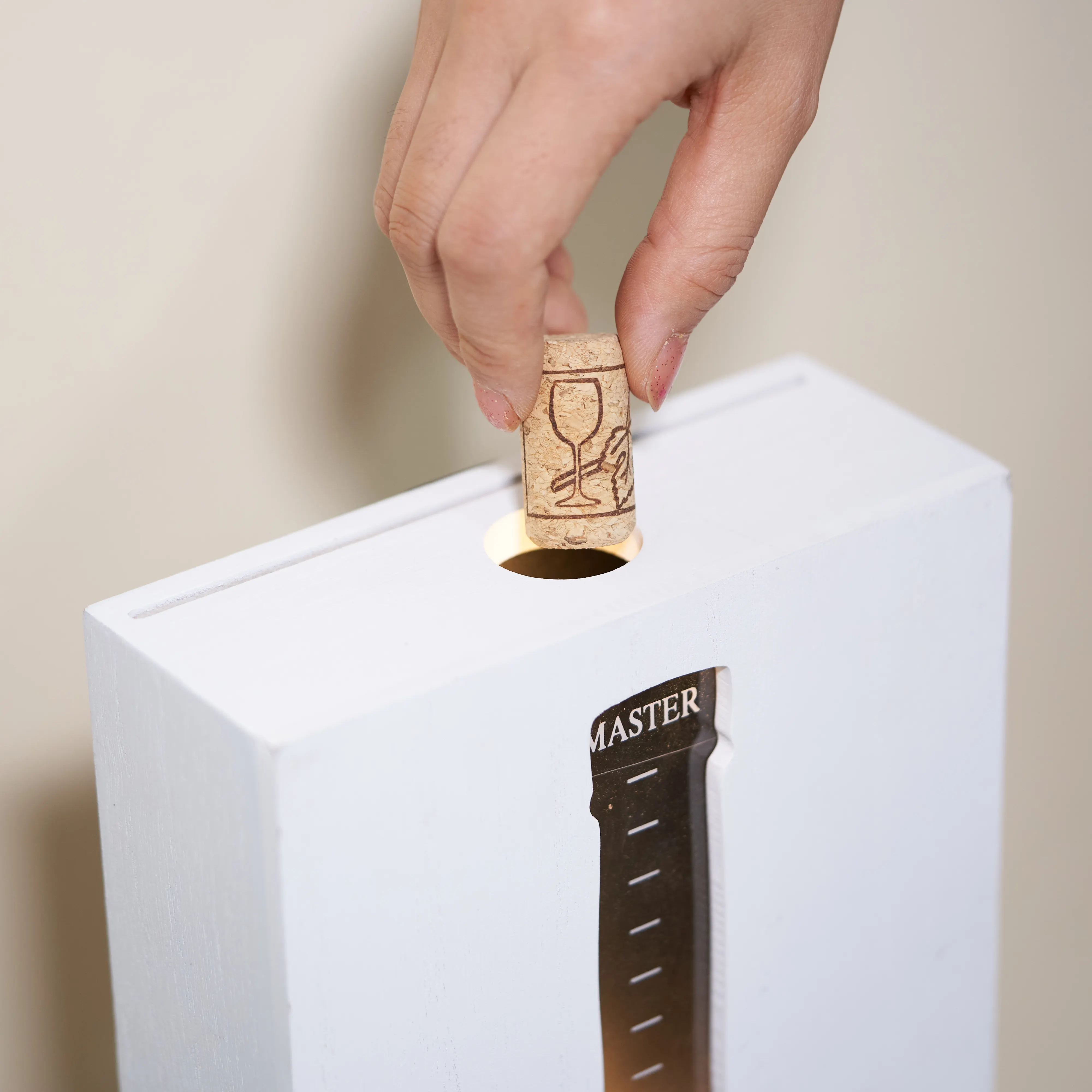 Dropshipping Vintage Grey Blank Top Wood Shadow Box Bar Wall Mounted Wine Cork Collector Shadow Wooden Box With LED Light