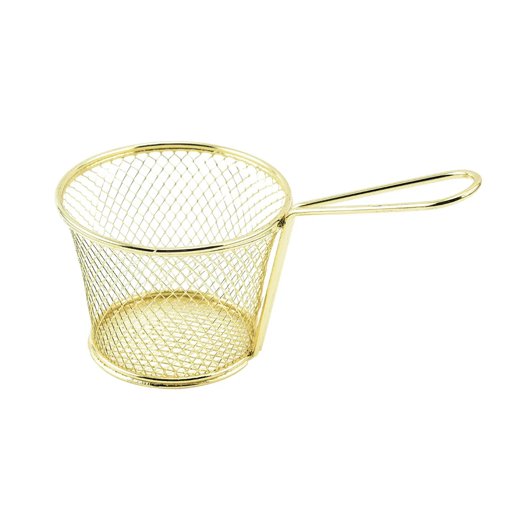 New Arrival Suitable for Food Presentation Tableware Stainless Steel Round Fried Food Filter Mini French Fries Basket