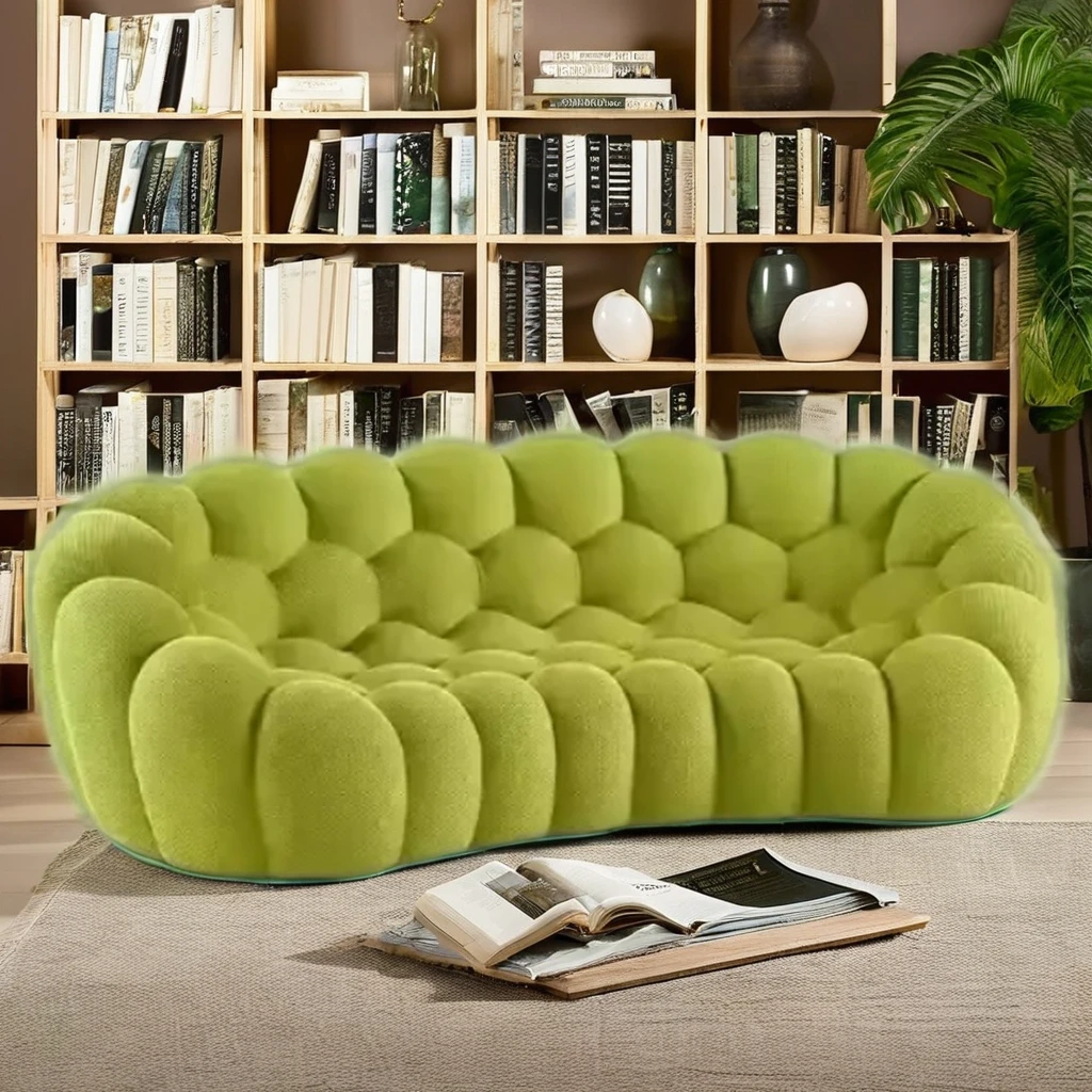 Luxury Customized French Bubble Fabric Sofa Set Modular Tufted Reclining Leisure Furniture Hotel Living Room Private Residence