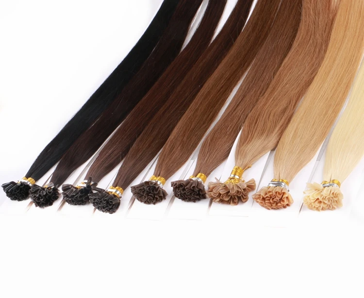 Natural Virgin Human Nail Hair U Tip 20Inch Natural Russian U Tip Hair Extensions For Women