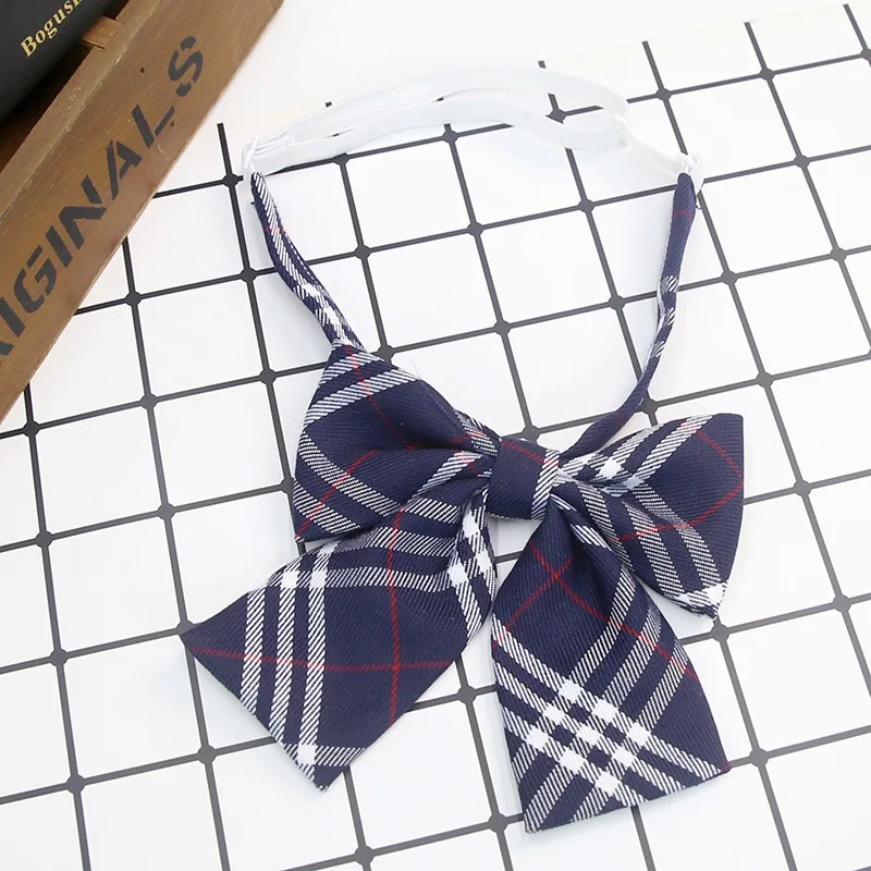 Lazy People Cravats Plaid Student Uniform School Bow Tie Elegant Flowing Design for Easy on and off