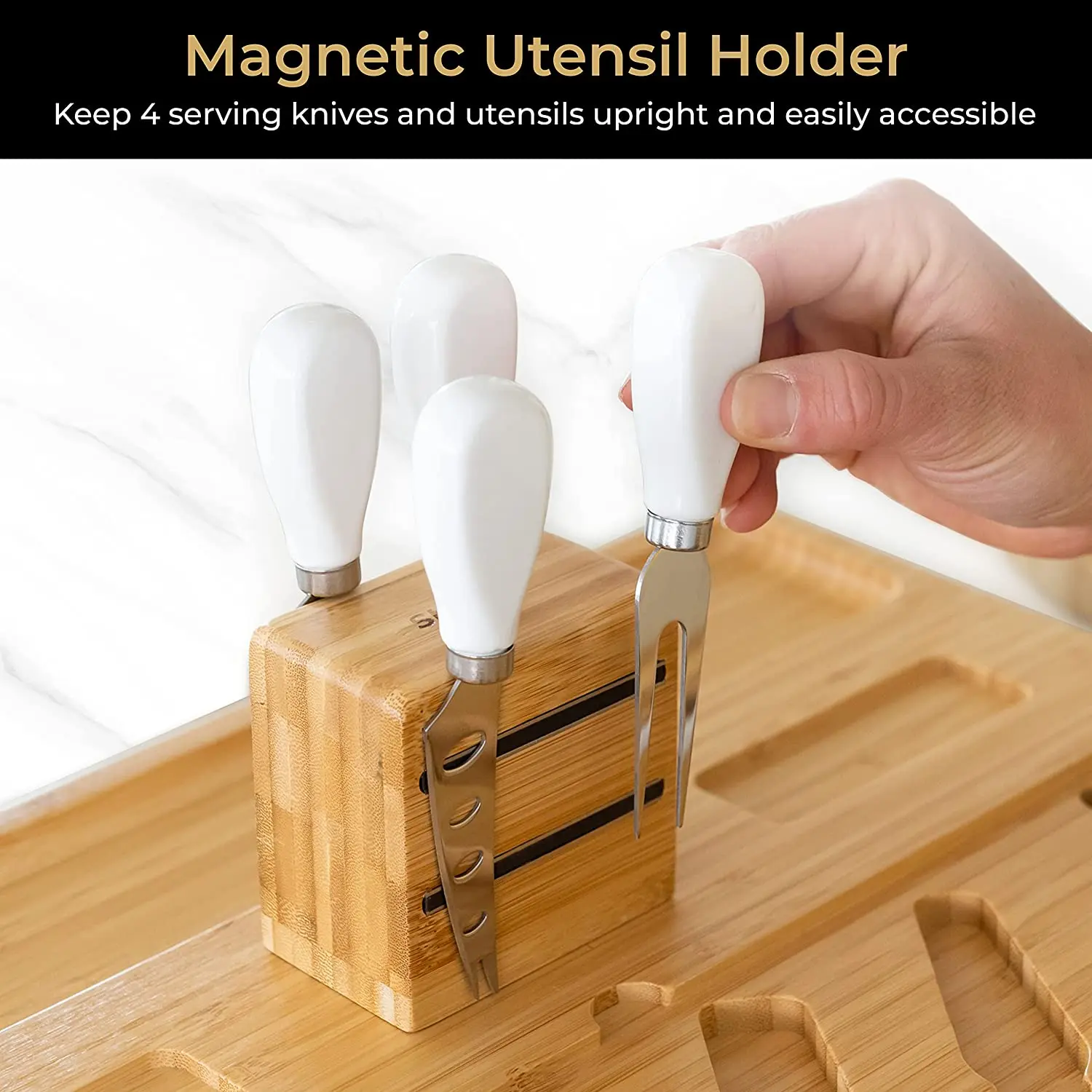 Bamboo Cheese Board and Knife Large Cheese Board Set Cheese Tray Gifts New Home Wedding Gifts for Couple