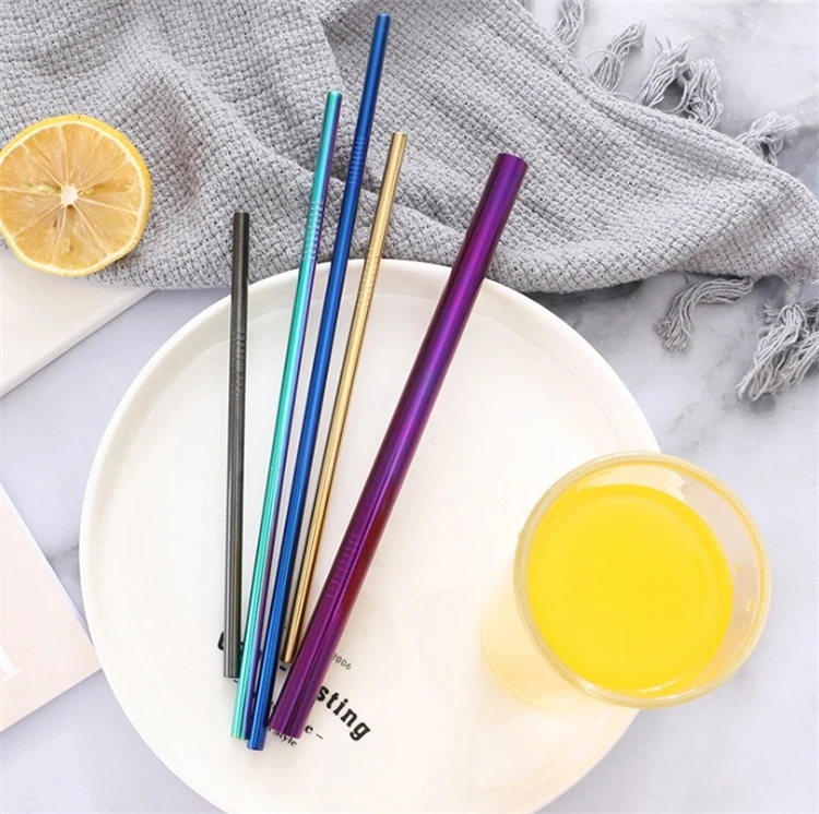 
 Eco Friendly Stainless Steel Straw Straight Reusable Metal Drinking Straws  