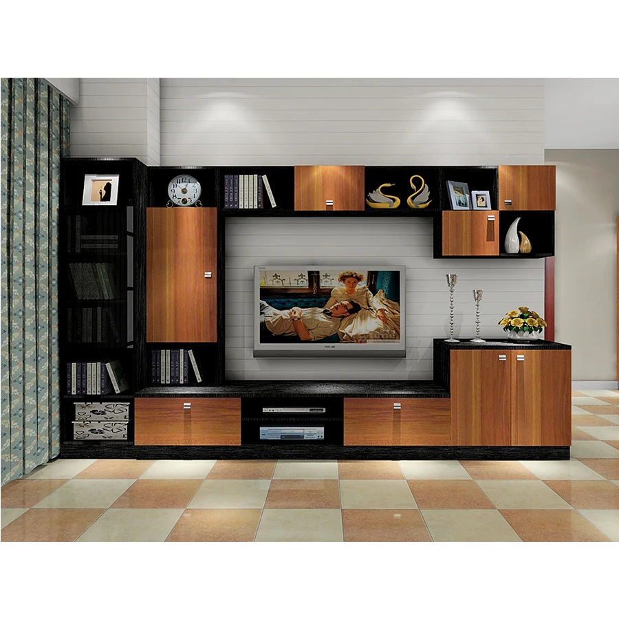 Living Room Furniture Wall Mount TV Stands Cabinet with Shelves Chipboard