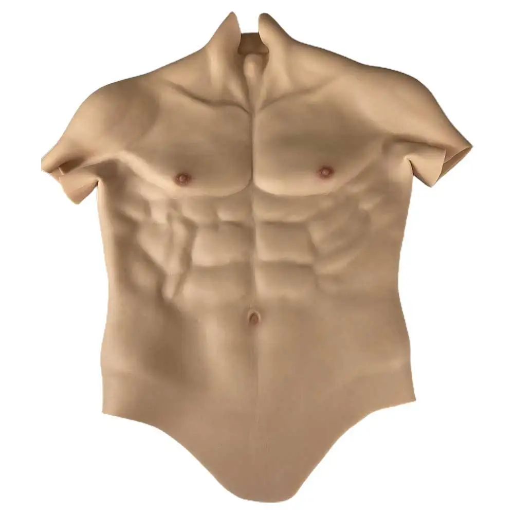 Cosplay Robust Belly Muscle Silicone Muscle Suit Forms Macho With Clavicle For Crossdresser Halloween Masquerade Disguise