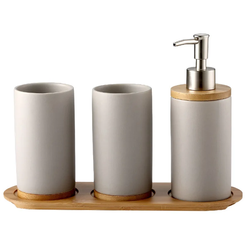 ECO bamboo luxury bathroom decoration set home ceramics  bathroom accessories set
