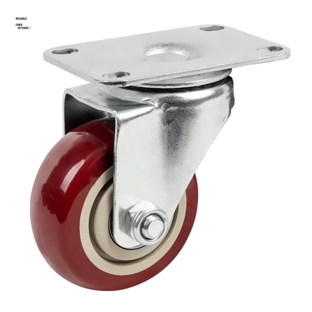 Universal 3 / 4 / 5 Inch Red Omni Medium Duty Wheels with Brake for Trolley Shelf
