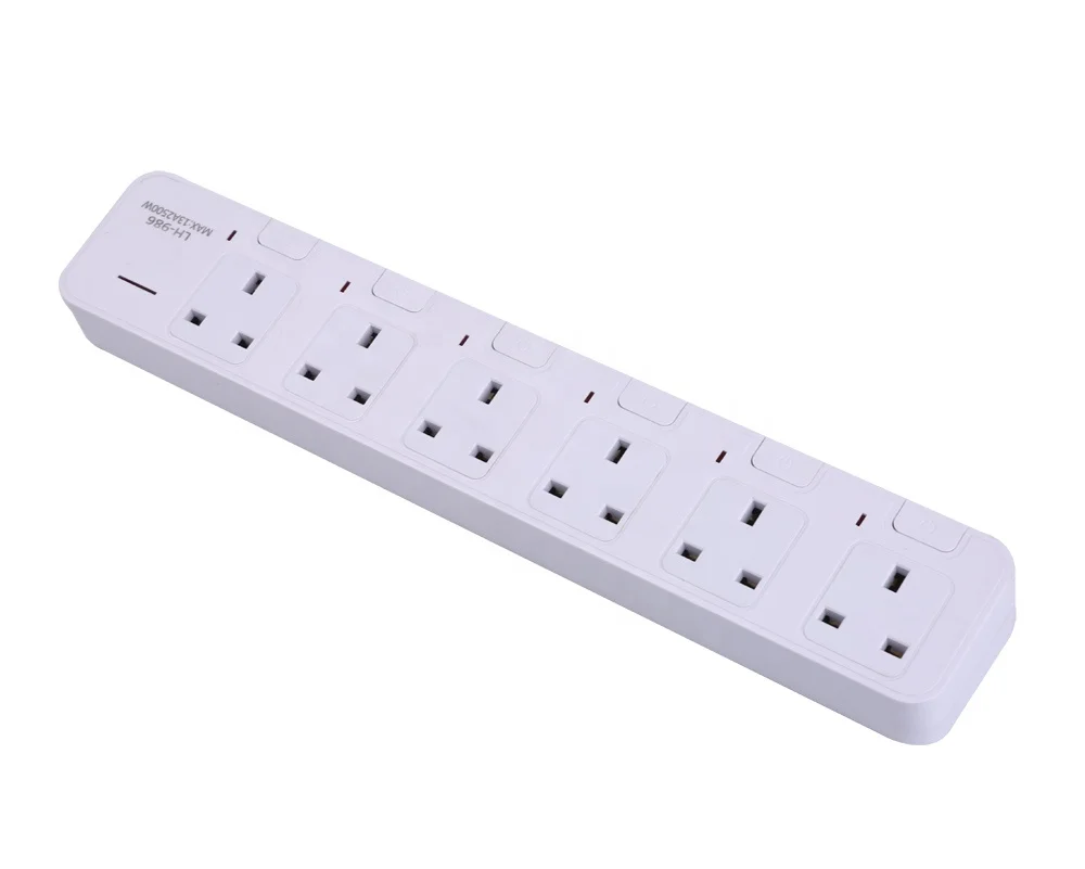 extension cord UK Socket 3 Pin British 5 plug extension board switch and socket
