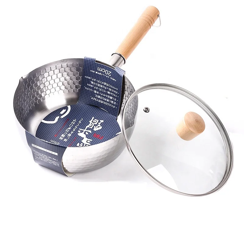 Hot Sale Non Stick Stainless Steel Japanese Saucepan With Wooden Handle