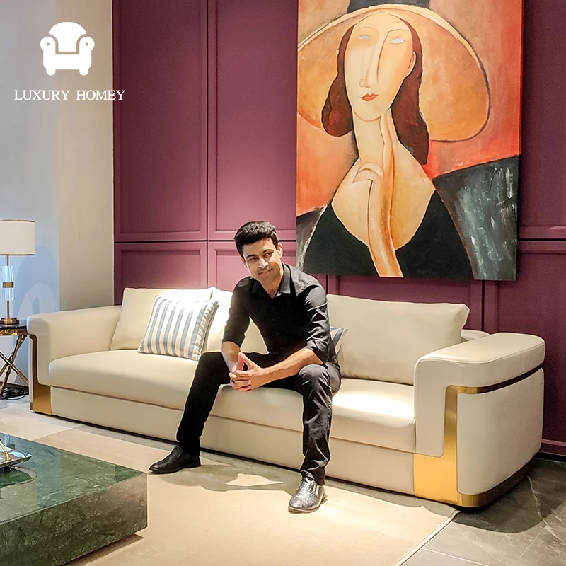 Italian brand luxury furniture sofa white velvet fabric living room sofa set high quality home furniture