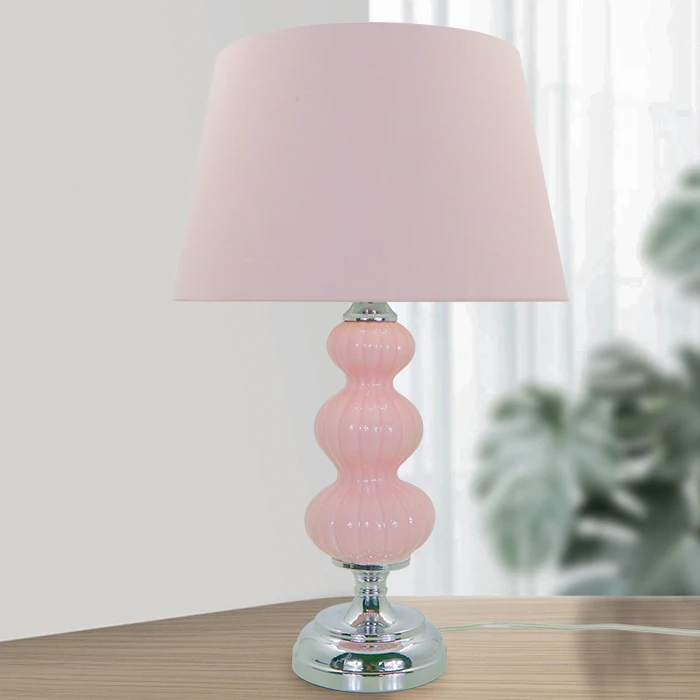 Modern Simple Living Room Bedroom Decorative Bedside Fabric Shade Ceramic Base Table Lamps