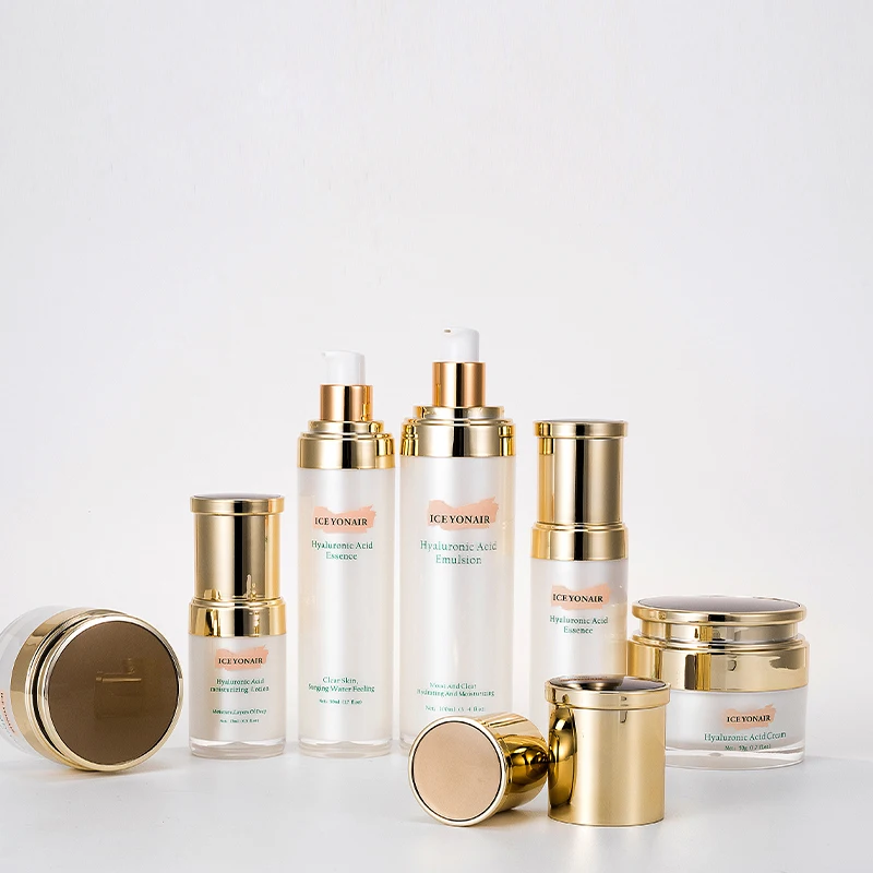 15ml-120ml acrylic plastic rose gold skin care bottle cosmetic squeeze bottle with squeeze pump head