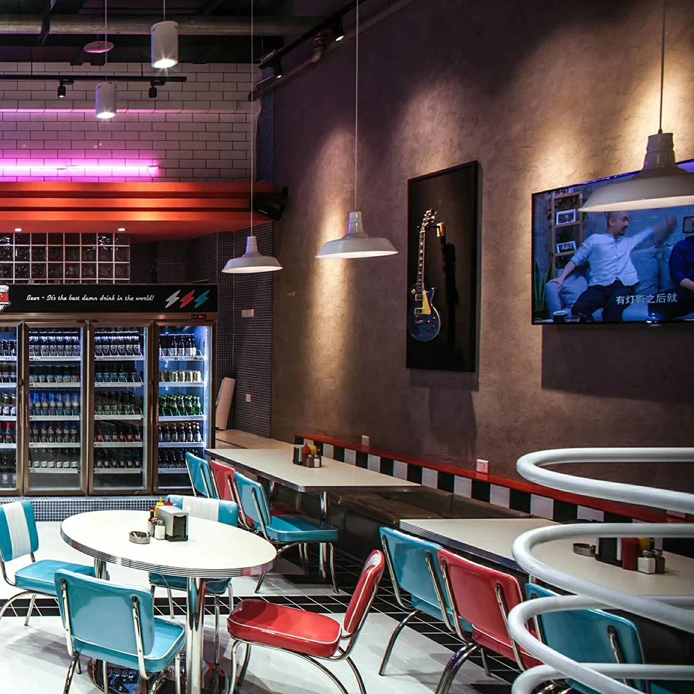 (SP-CS398-b) Commercial American 50s retro style restaurant dining sets cafe sets dining table 4chairs