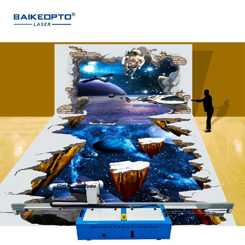 Automatic Wall Floor Printing Machine UV Inkjet 3D Art Printer Machine For Glass Stone Brick Surface