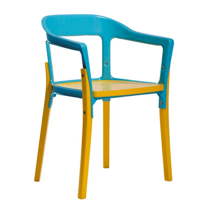 Современный недорогой металлический деревянный обеденный стул с подлокотником для помещения Morezhome