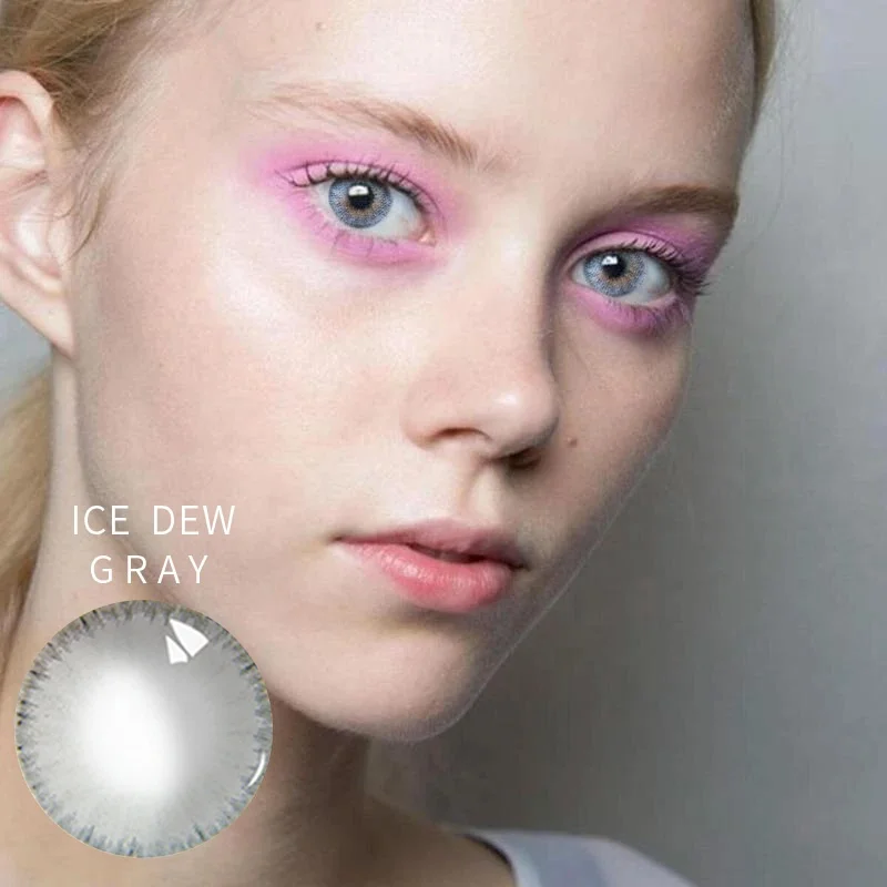 taoqihou 2pcs/pair with Power Degree Colored Contact Lenses Ice Dew Cosmetic Soft Natural Color Contact Lens for eyes