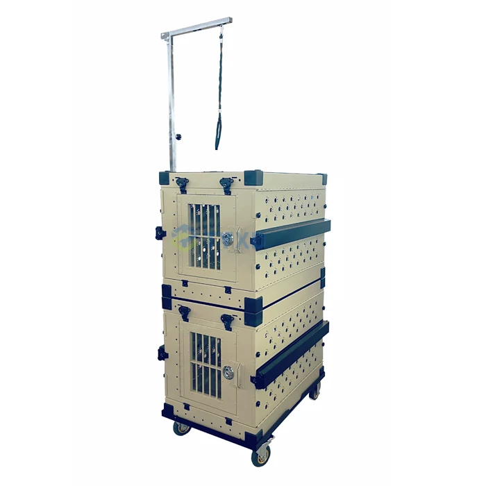 TYXD портативный складной Штабелируемый алюминиевый клетка для выставки собак ящик с тележкой и ручкой