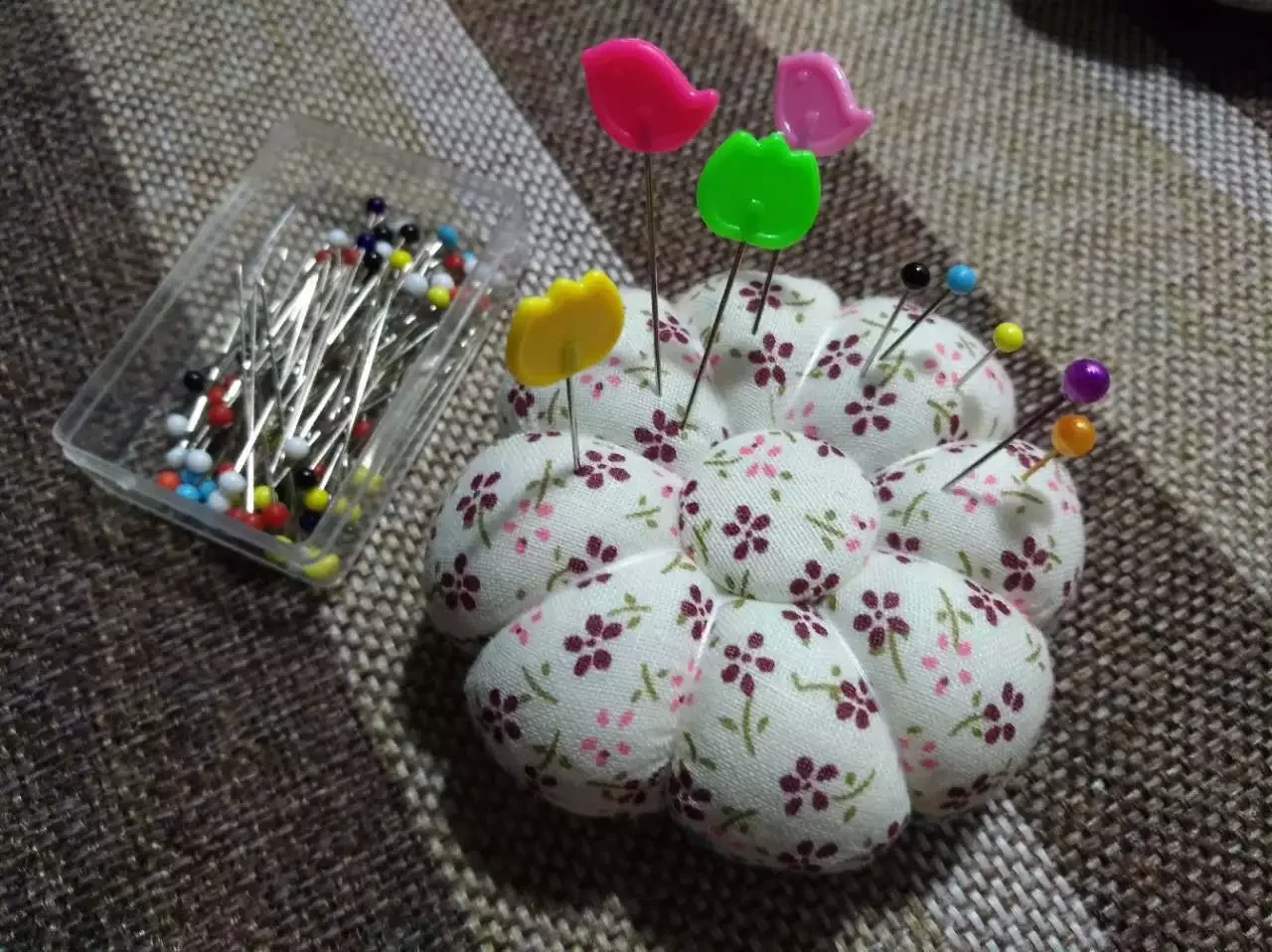 Countryside Flower Needle Insertion Cushion With With Elastic Wrist Strap  DIY Sewing Tool Pumpkin pin cushion