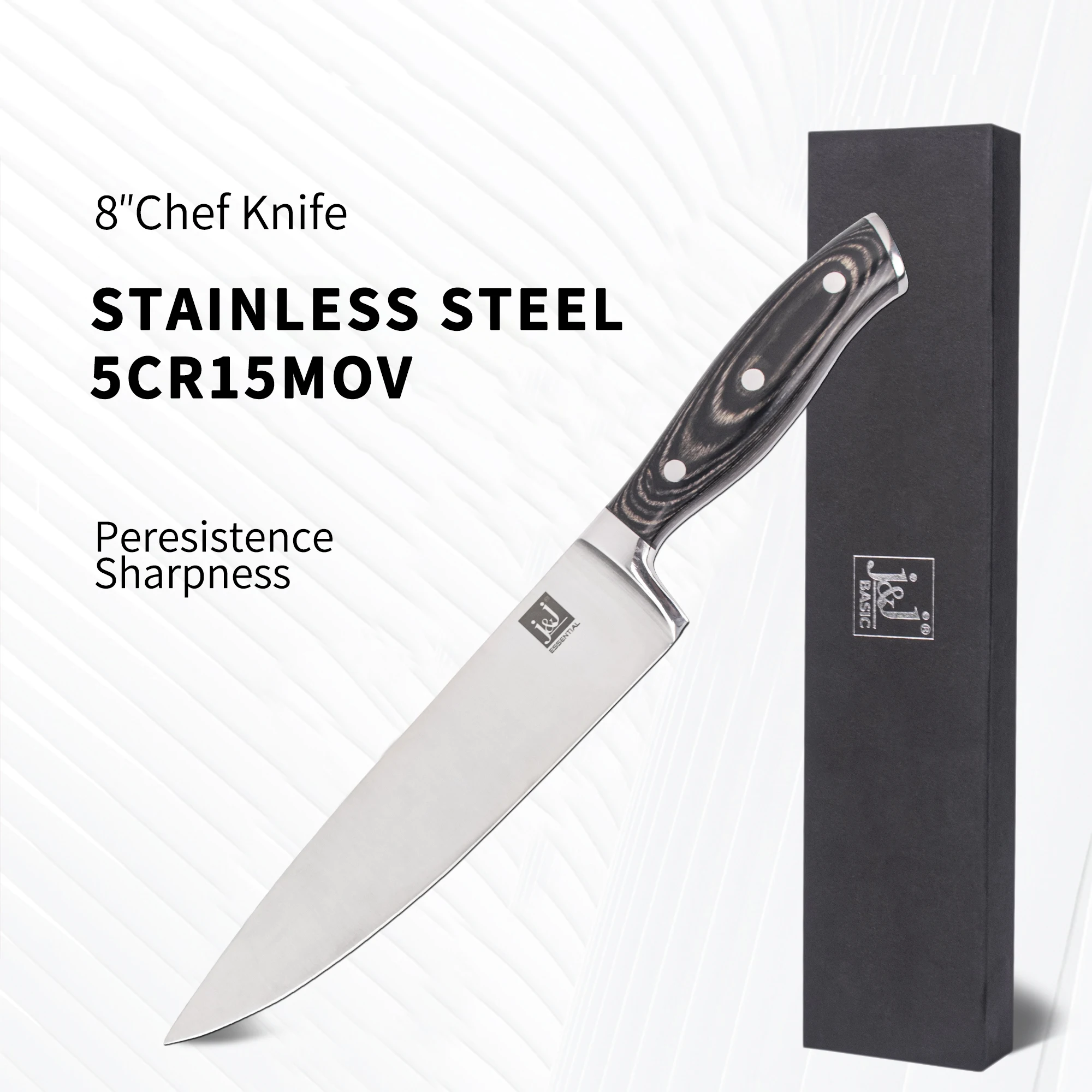 Профессиональный 8 дюймовый нож шеф-повара немецкий высокоуглеродистой нержавеющей стали Ультра Sharp Pakka Деревянный кухонный нож шеф-повара