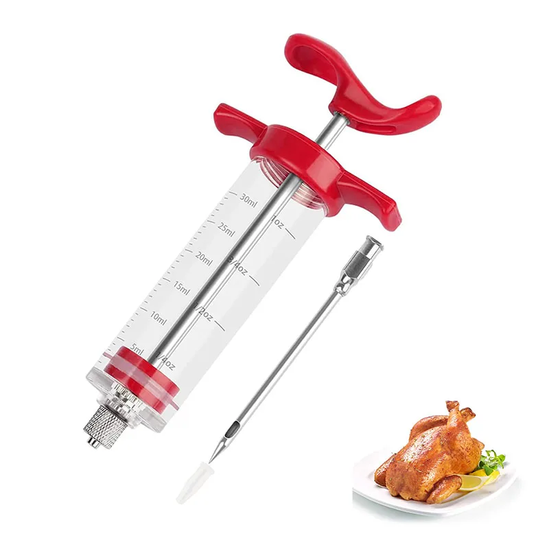 30ml Plastic Turkey Injector High Pressure Marinade Injector Brine Syringe Meat Machine With Stainless Steel Needle