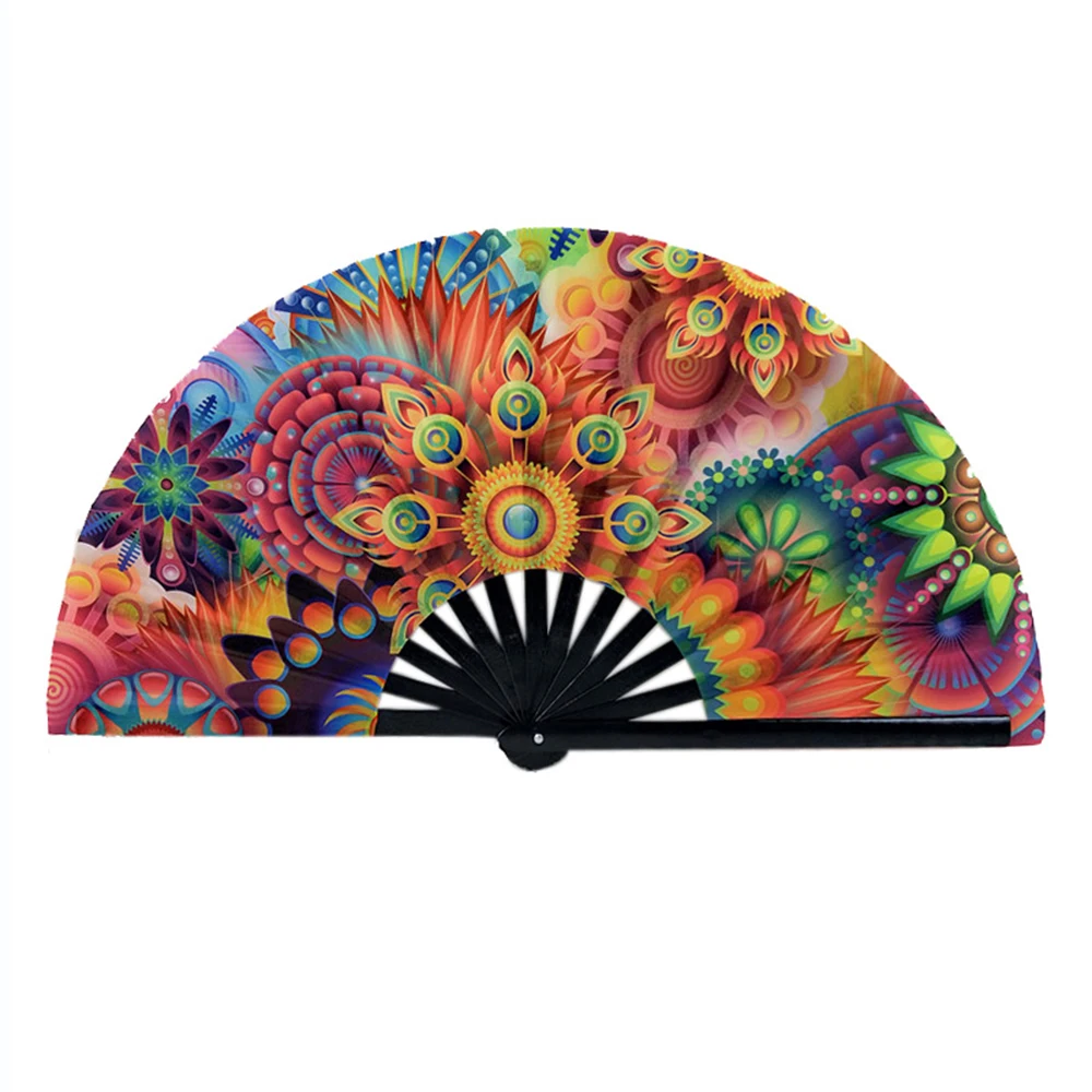 
Promotional gift portable colourful hand fans folk art large hand fan 