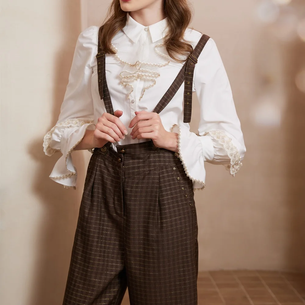 New Suspenders Women Elegant Trousers Strap Wide-leg Pants Simple Long Overalls