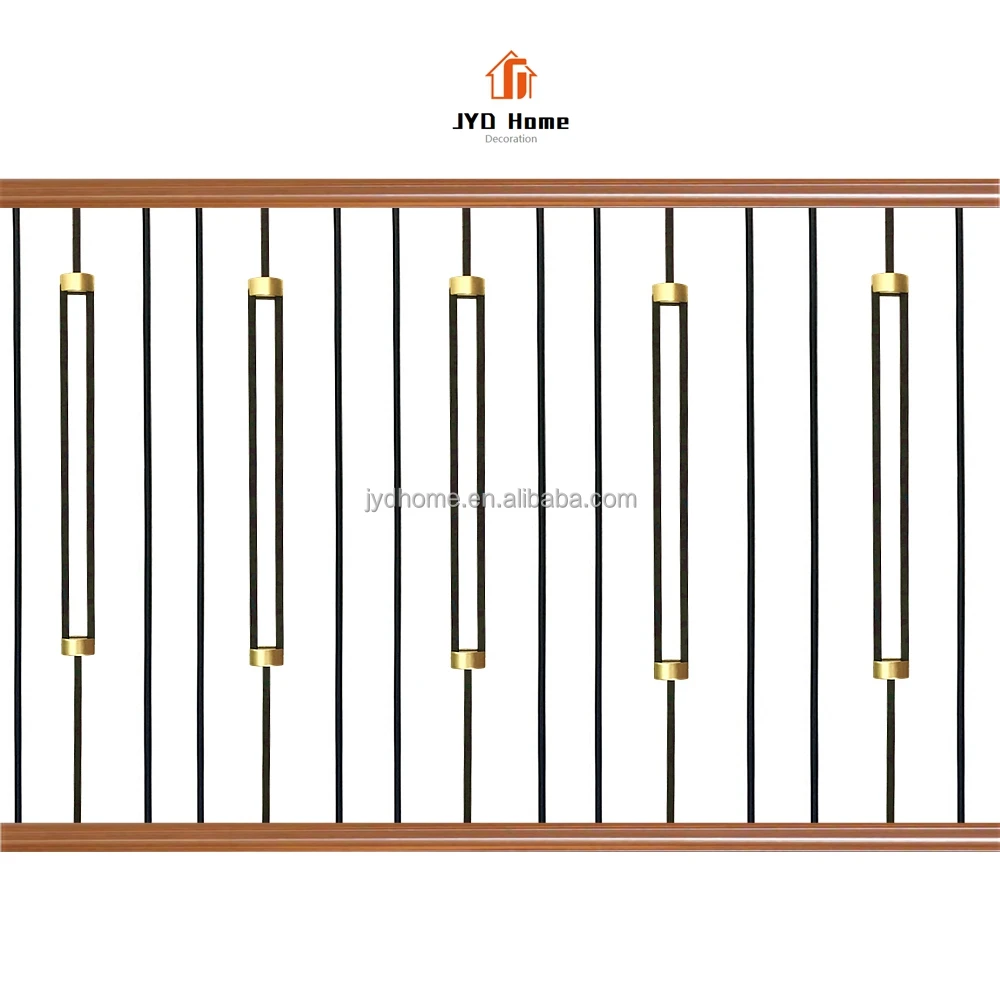 Wholesale of  Indoor Decorative Square Double Bars Skinny Panels Wrought Iron Staircase Balusters Metal Stair Spindles