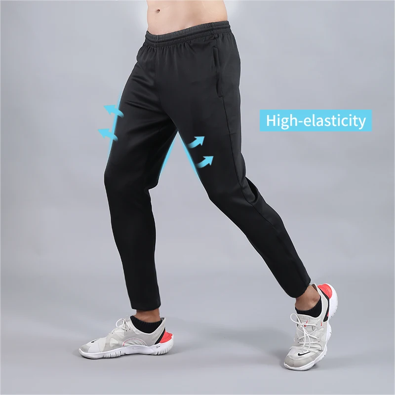 Mens Soccer Training Sport Trousers with Pocket Zipper Jogging Male Fitness Workout Running Pants 1 Piece Sportswear Adults