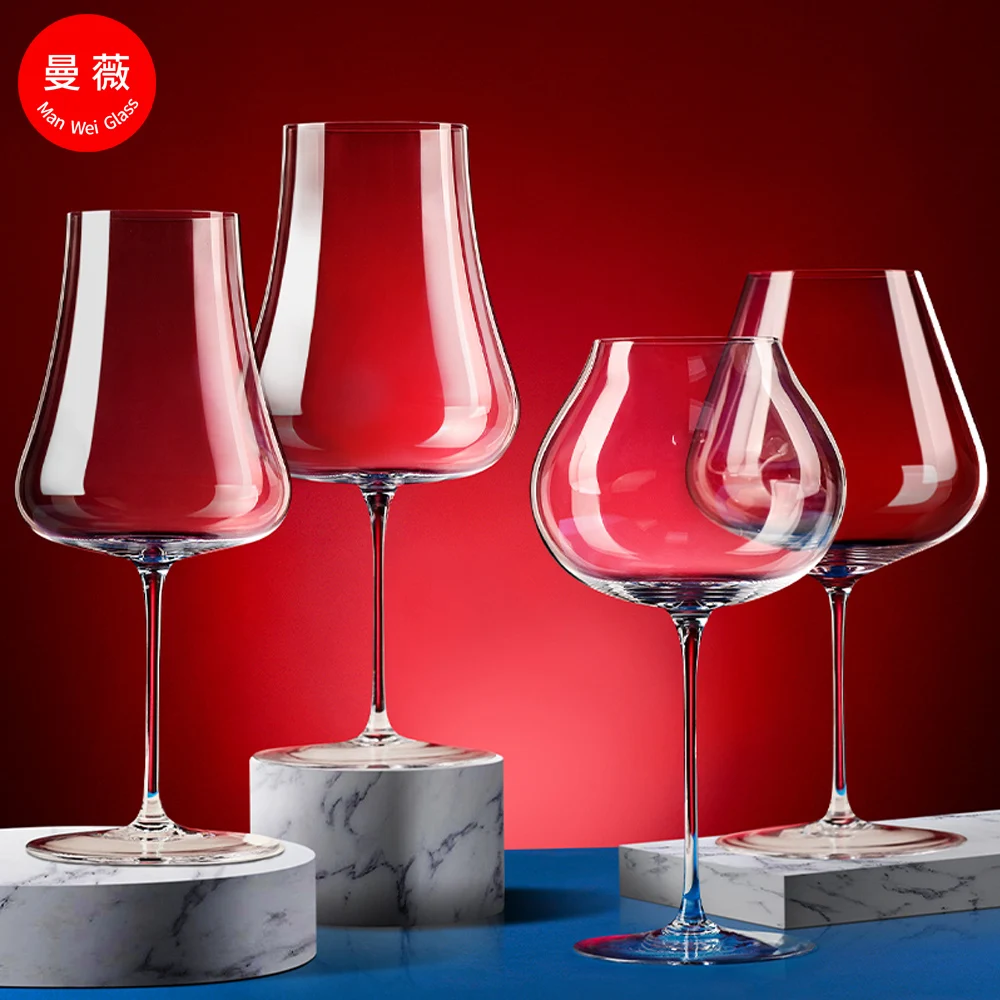Wholesale Light Luxury Wine Glass Borosilicate Glass Of Wine Gift Box Set High Appearance Level Tall Pink Wine Glasses