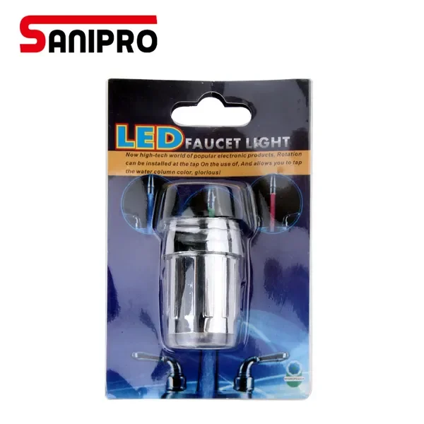 SANIPRO Smart LED Temperature Sensitive 3-Color Light-up Kitchen Bathroom Basin Water Saving Faucet Aerator Tap Nozzle Head