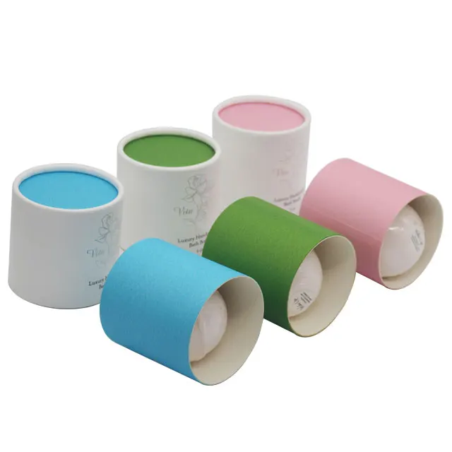 eco-friendly handmade soap cardboard cylinders packaging luxury design paper tube for bath bomb packaging