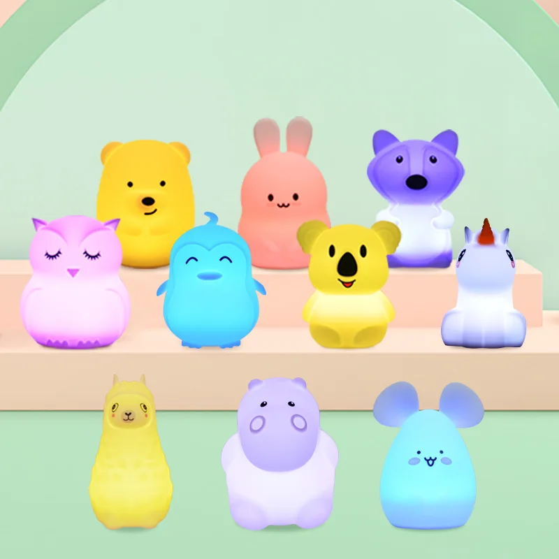 Wholesale Room Decor Night Light Sleeping Relaxation Sleep Aid Bunny Lamp Light Up Silicone Animal Night Light for Baby
