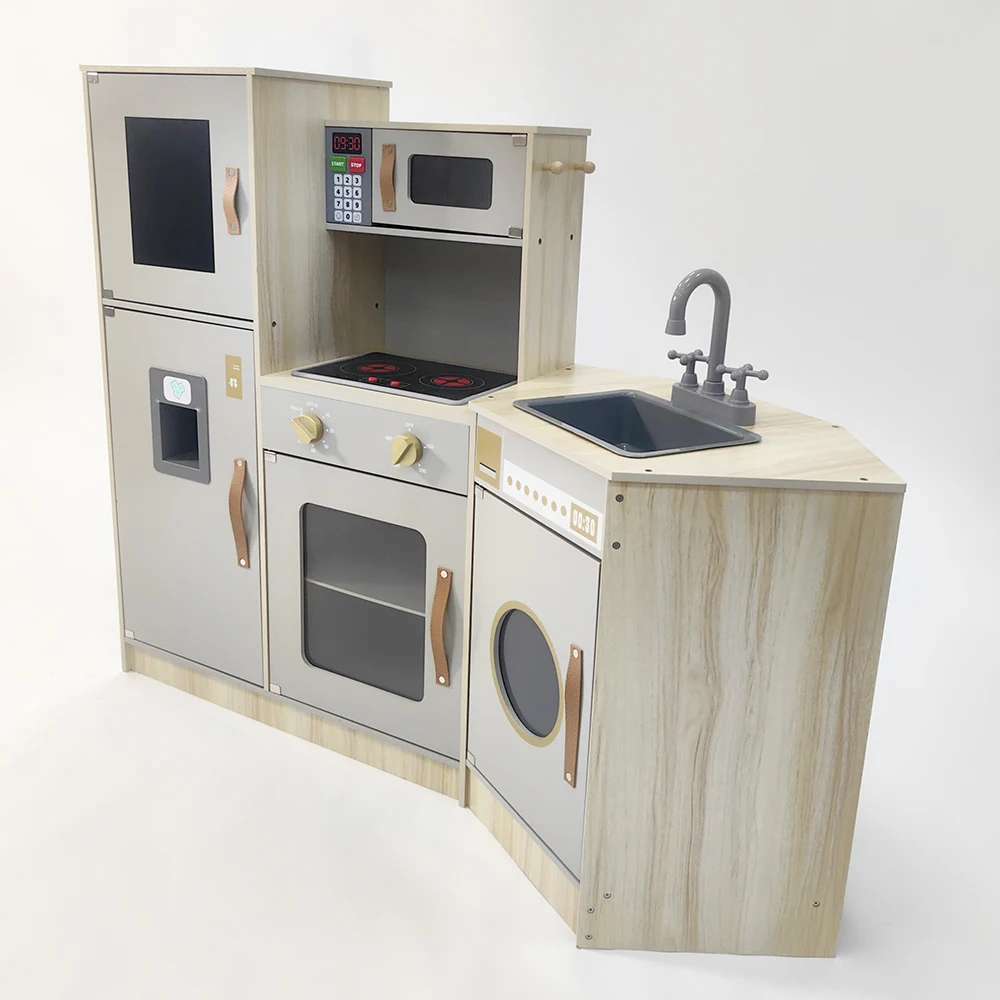 2024 Hot sell Nordic Children Grey Simulation Cooking creative Wooden Kitchen Set educational toys for kids Boys andGirls CE CPC